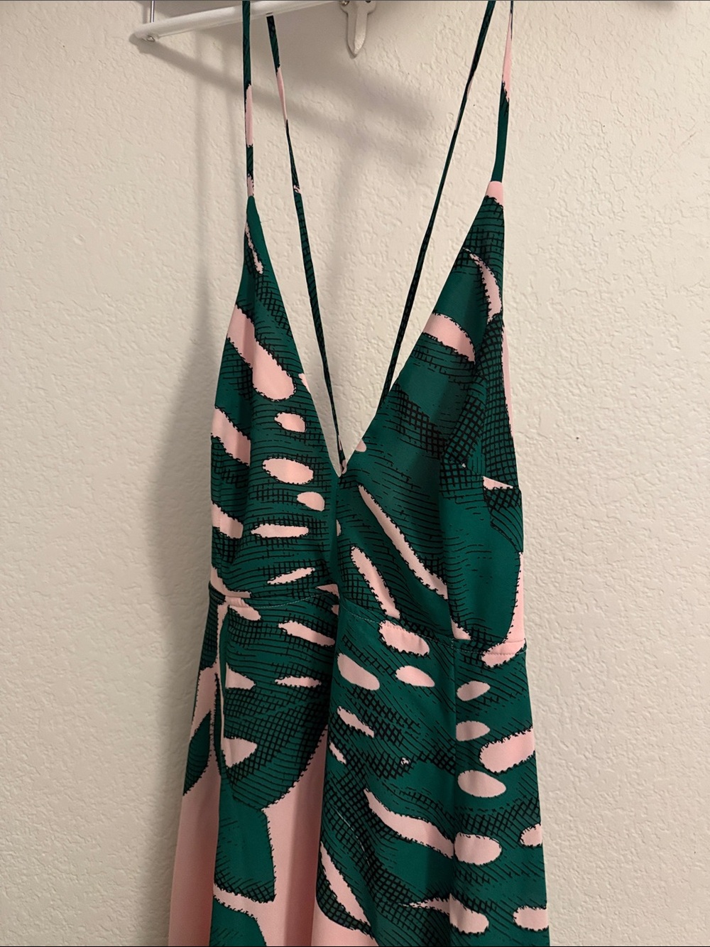 Express Green and Pink Backless Slip Dress